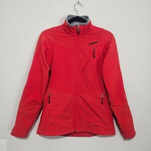 Patagonia Women Softshell Jacket XS Red Full Zip Fleece Lined Hiking Gorpcore ~
